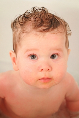 Baby boy's curly hair